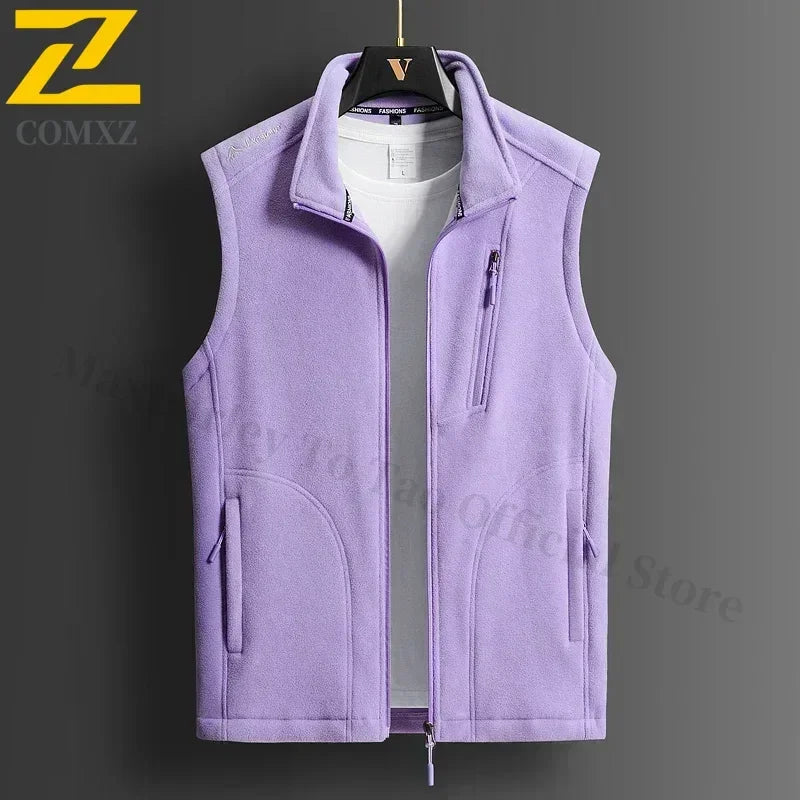Winter Fleece Vest Men's 2024 Fashion Plus Size Warm Wool Sleeveless Coat Brand Clothing Couple's Outdoor Sports Vest Jacket 5XL