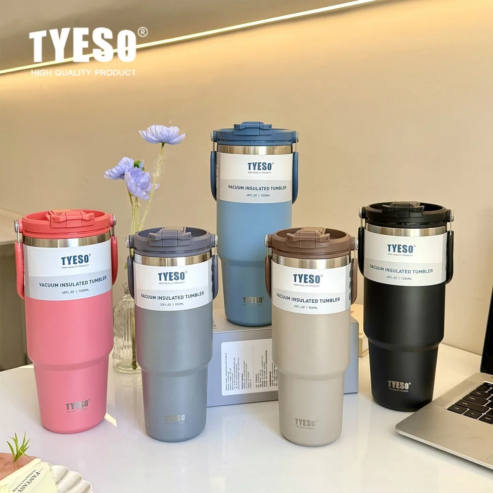 Tyeso Stainless Steel Coffee Cup Cold And Hot Double-layer Insulated Cup Tumbler Thermo Water Bottle Car Travel Mug Vacuum Cup