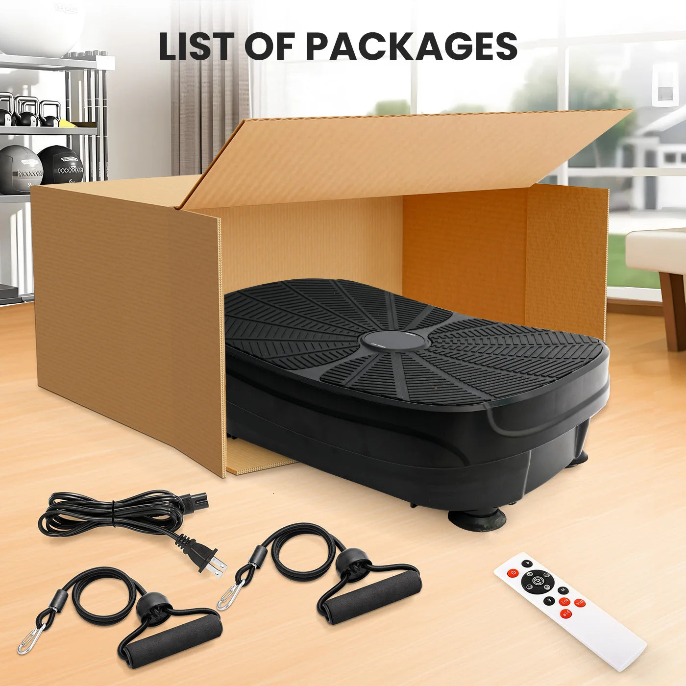 Vibration Plate Exercise Machine Whole Body Workout Power Vibration Shake Platform Fitness Lazy Slimming Resistance Bands