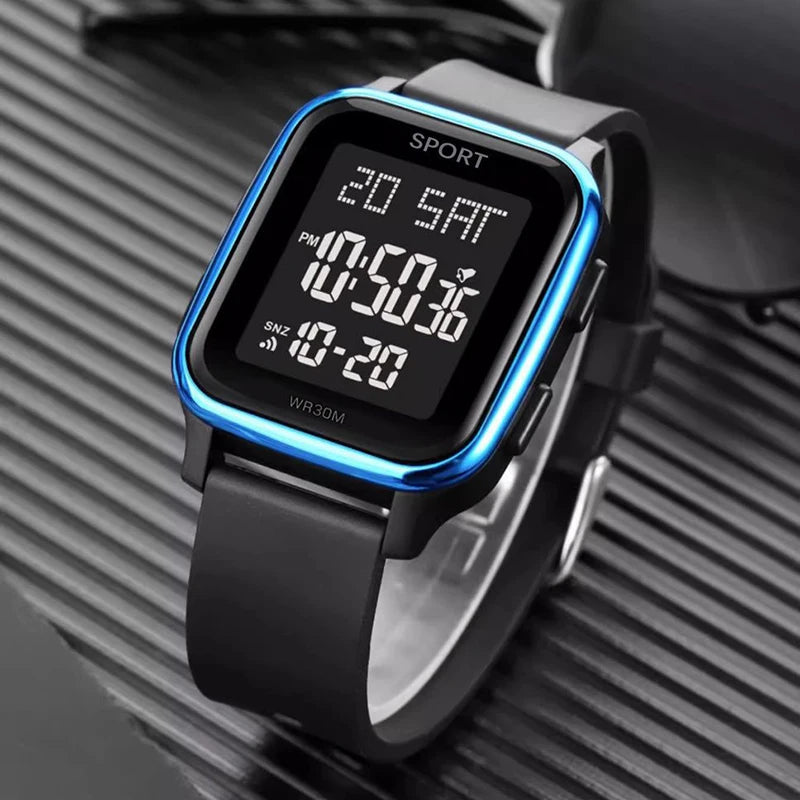 YIKAZE Sports Watch for Men Waterproof Multifunction Electronic Watch Ultra-thin Men's LED Digital Wristwatch for Man Student