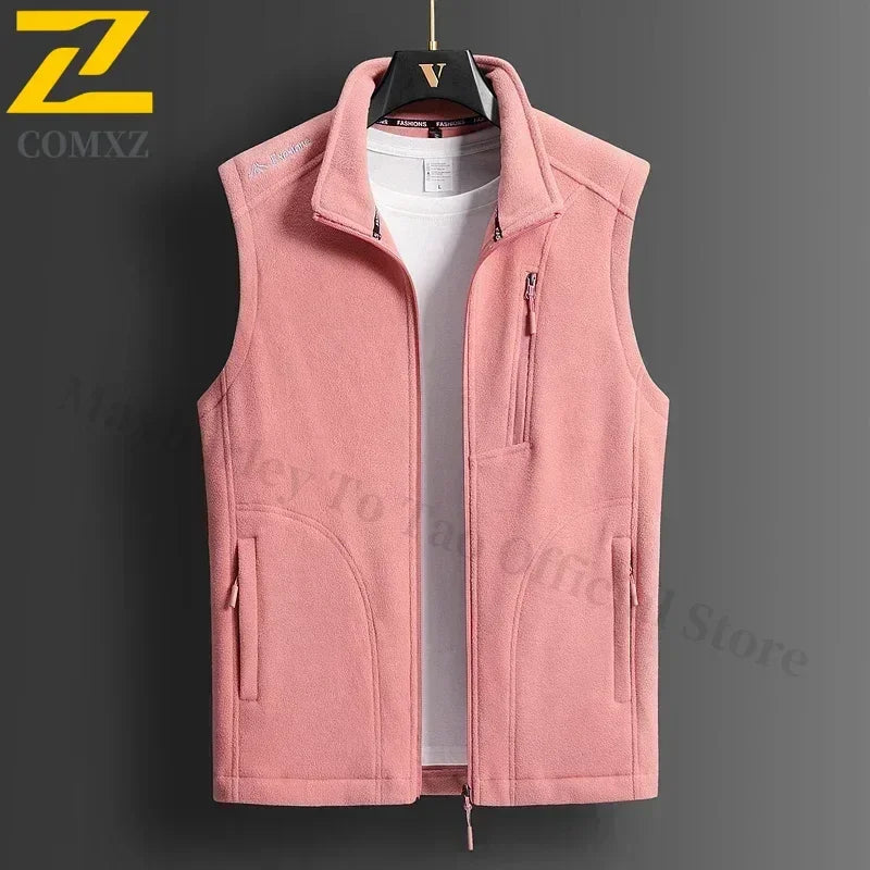 Winter Fleece Vest Men's 2024 Fashion Plus Size Warm Wool Sleeveless Coat Brand Clothing Couple's Outdoor Sports Vest Jacket 5XL
