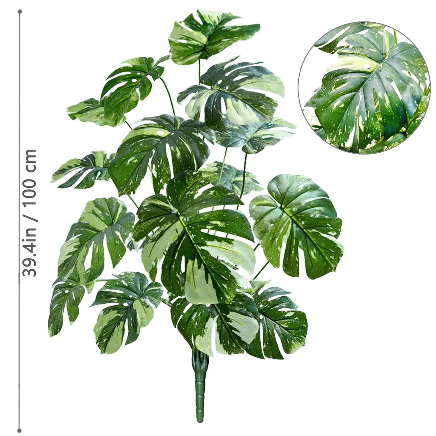 40-130cm（51.18in） Artificial Monstera Plant Fake Palm Tree Plastic Turtle Leaf Green Plant for Home Garden Room Office Decor