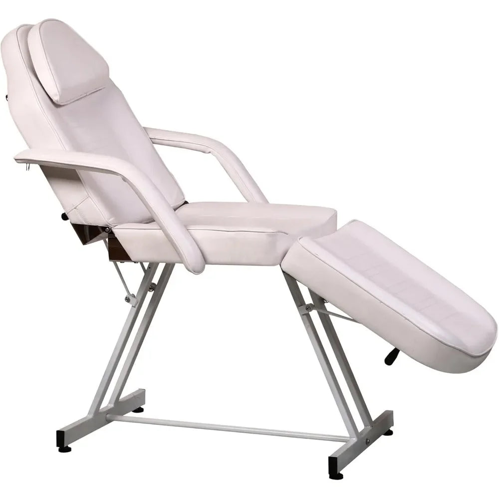 White Adjustable Salon Barber Massage Beauty Bed with Hydraulic Stool Facial Acupuncture Chair