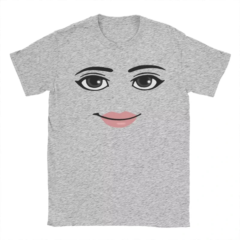 High Quality Novelty Robloxs Woman Face Game Meme Graphic T Shirts Men Women Fashion Short Sleeve T-shirts Unisex Tops