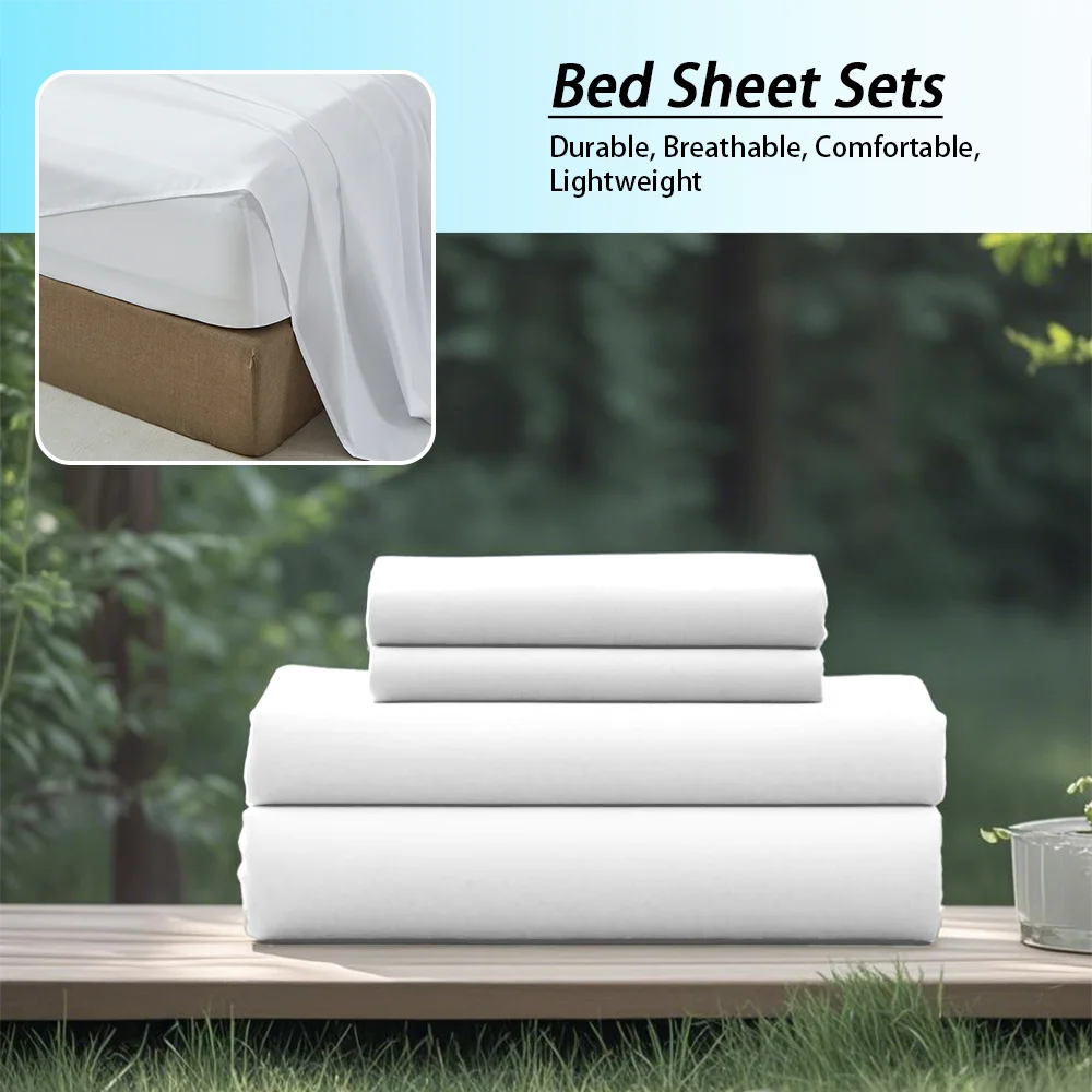 3/4Pcs soft solid color fashionable home bedding set, suitable for all seasons,1 fitted sheet, 1 flat sheet, 1/ 2 pillowcases