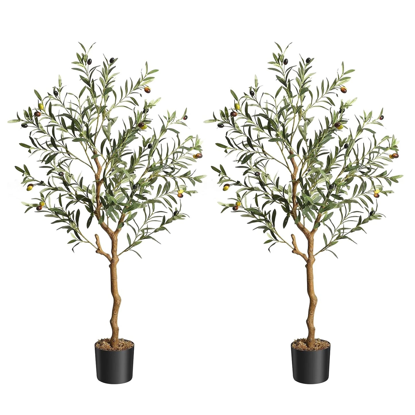1Pc/2Pcs Artificial Olive Tree 4ft / 5ft / 6ft, Large Artificial Plants Fake Plastic Plants in Pot for Home Bedroom Decor