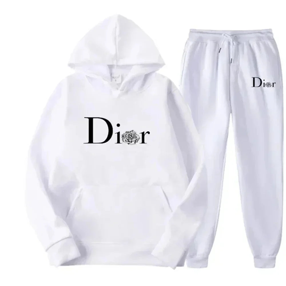 2025 Spring and autumn new fashion fitness jogging leisure two-piece men and women long-sleeved hoodie + sweatpants suit