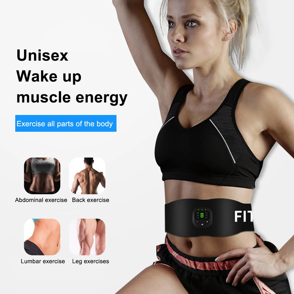 EMS Muscle Stimulator Belly Weight Loss Smart Slimming Waist Band Exercise Massager Body Shaping 19 Modes Gym Fitness Equiment