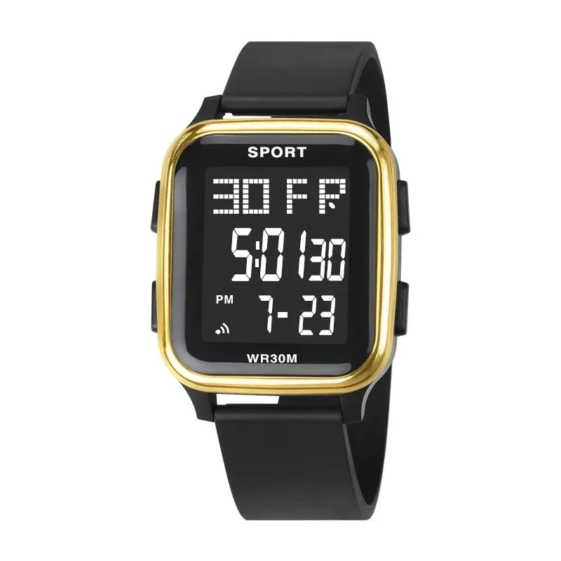 YIKAZE Sports Watch for Men Waterproof Multifunction Electronic Watch Ultra-thin Men's LED Digital Wristwatch for Man Student