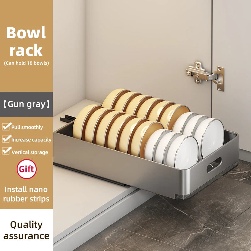 Kitchen Sliding Dish Rack Home Pull-out Drawer Bowl Storage Shelf Dish Drying Storage Box With Sliding Rail Kitchen Storage Rack