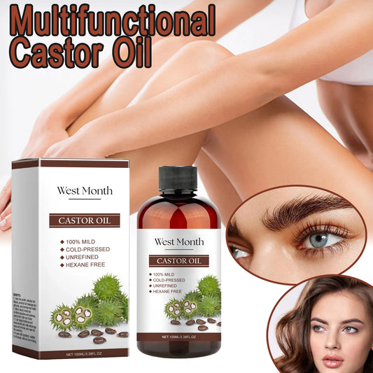 Organic Castor Oil 100ml Multi-Purpose Beauty Oil For Eyelash Eyebrow Growth Hair Growth Serum Skin Moisturizer Natural Mild