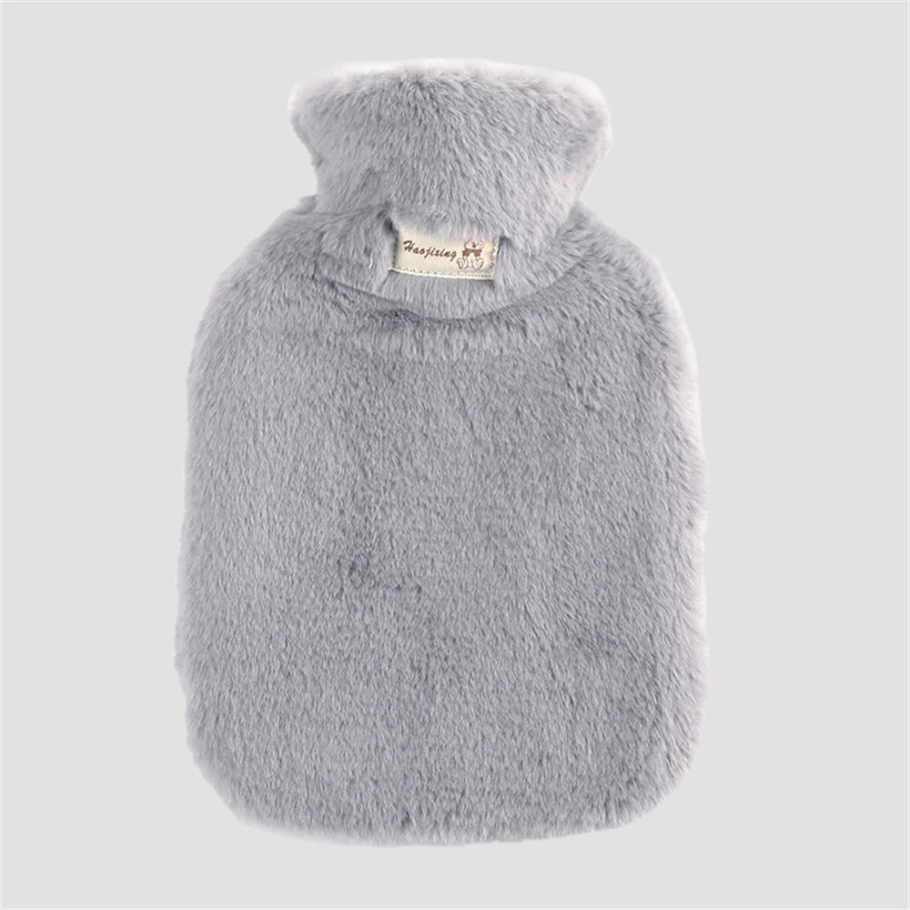 2L Hot Water Bag Protective Case Winter Removable Plush Cover Cold-proof Warm Faux Fur Fleece Cover Heat Preservation Covers