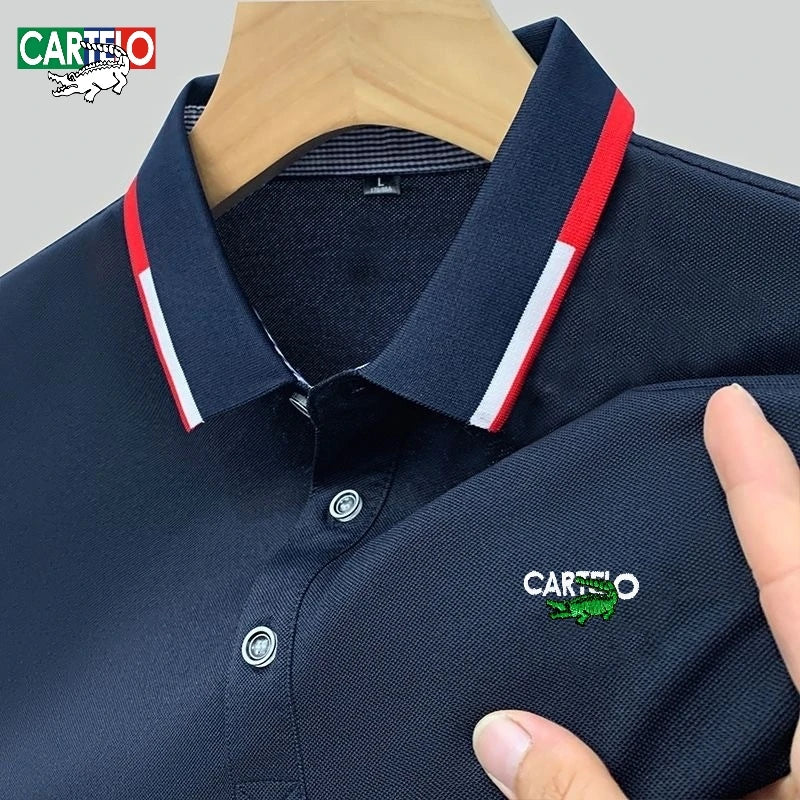 Summer men's high-quality fashionable embroidered logo short sleeved polo shirt, new fashionable, casual, breathable, cool top