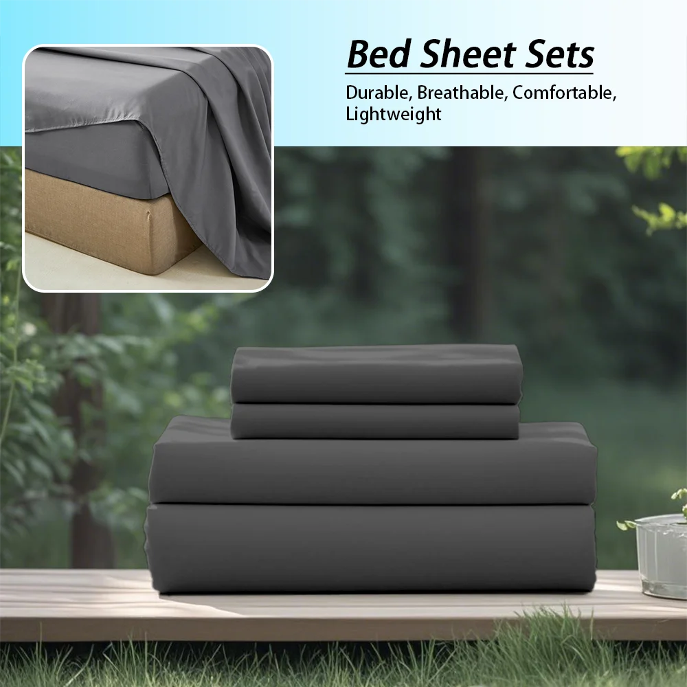 3/4Pcs soft solid color fashionable home bedding set, suitable for all seasons,1 fitted sheet, 1 flat sheet, 1/ 2 pillowcases