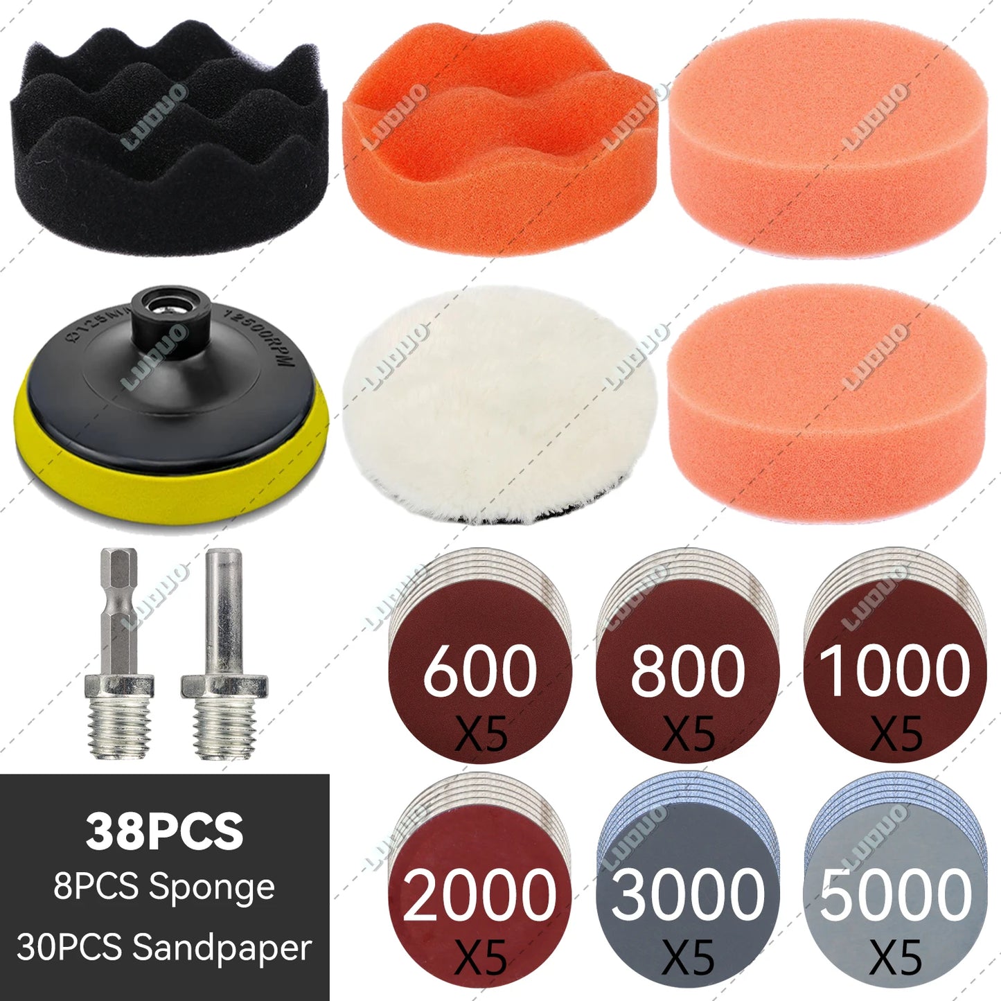 3/4/5/6 inch Car Detailing Polishing Buffing Sponge Wool Pad Headlight Restoration Sandpaper For Sanding Waxing Cleaning Washing