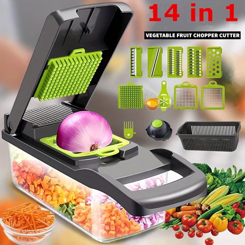 Multifunctional Vegetable Chopper 14 In One Chopper Handle Food Grate Chopper Kitchen Vegetable Slicer Dicing Machine Cutting