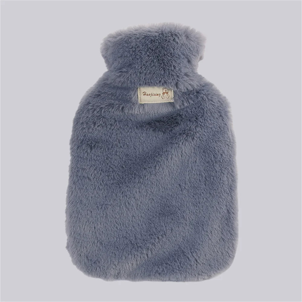 2L Hot Water Bag Protective Case Winter Removable Plush Cover Cold-proof Warm Faux Fur Fleece Cover Heat Preservation Covers