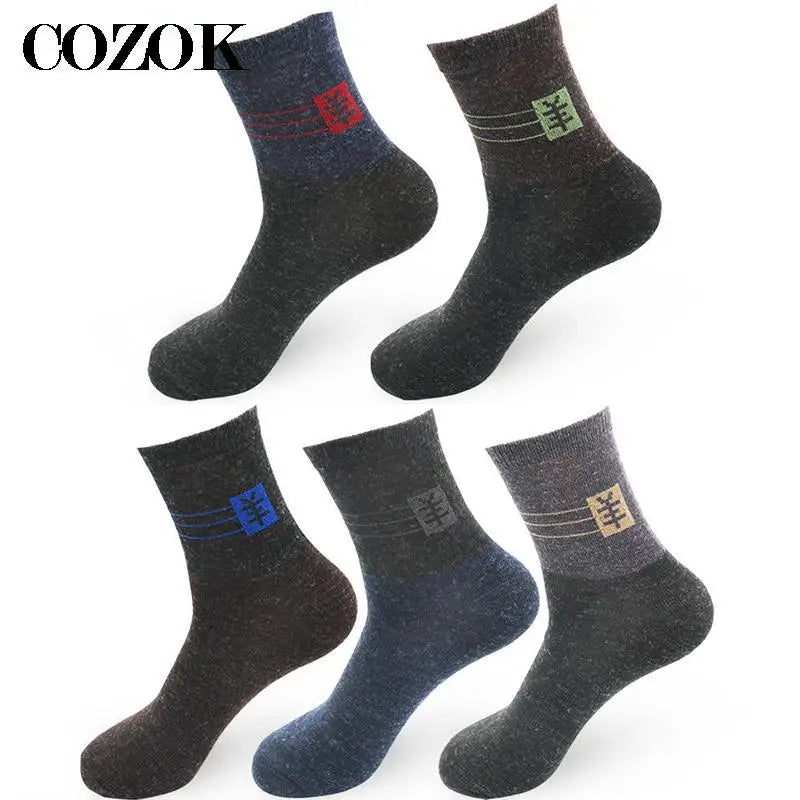 10pcs=5 Pairs Mens Winter Thick Warm Wool Socks Casual Calcetines Hombre Sock Business Breathable Male Socks Men Meias Crew Sox