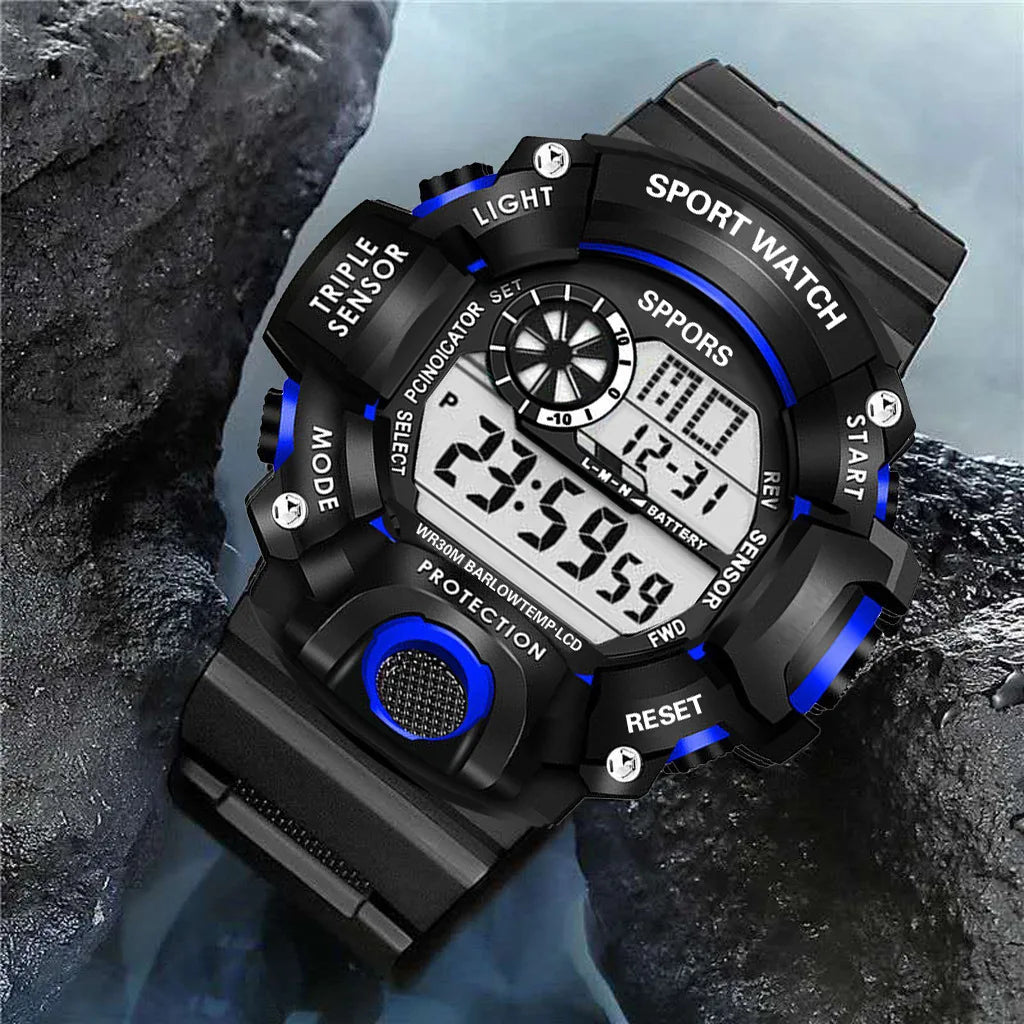 YIKAZE Y73 Men's Watch Digital Sports Electronic Wristwatch Multifunctional Waterproof Luminous Alarm Male's Sports Watch Clock