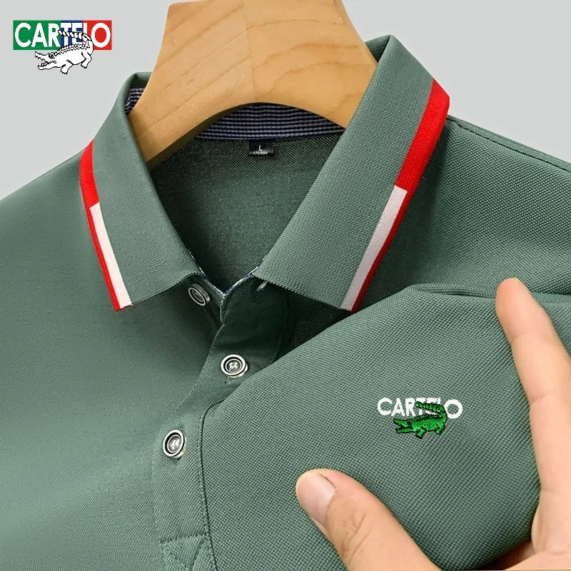 Summer men's high-quality fashionable embroidered logo short sleeved polo shirt, new fashionable, casual, breathable, cool top