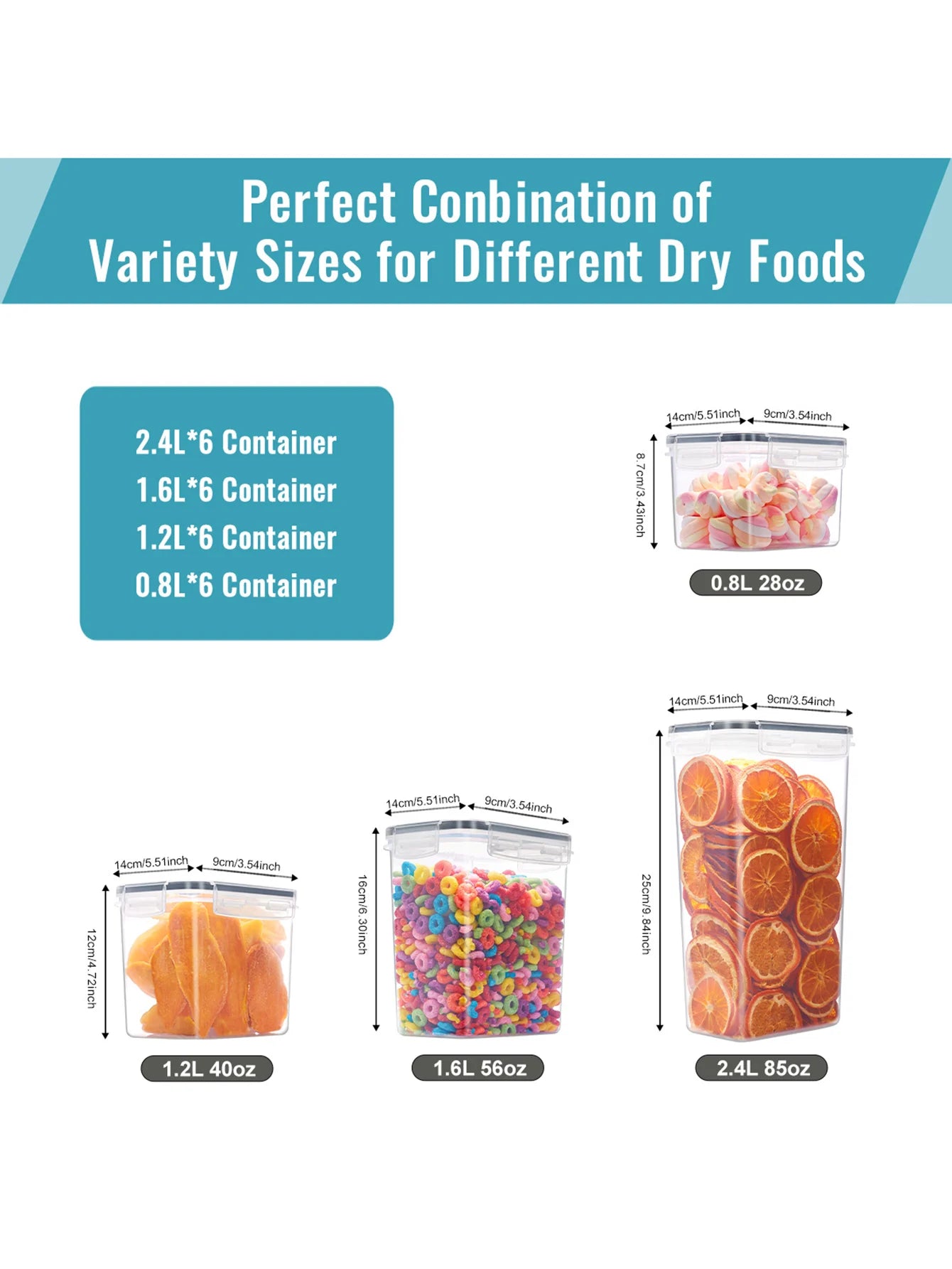 24pcs New Kitchen Sealed Storage Box Set Dry Food Storage For Sugar, Flour, Baking PP Material Comes with Convenience Stickers