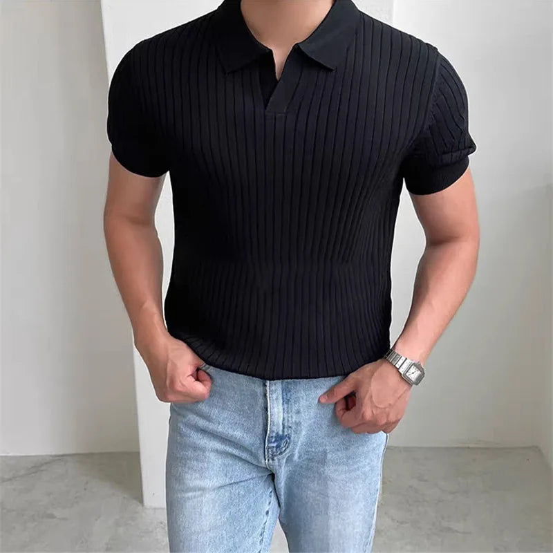 Summer Sports And Leisure Slim Fit T-Shirt Fashionable Men's Golf Polo Shirt Open Neck Breathable Quick Drying Short Sleeved Top