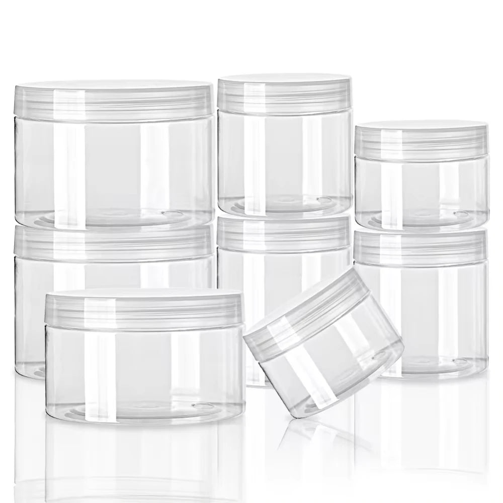 1pcs 30-250ml Storage Jars Empty Cosmetic Jars Makeup Clear lid Plastic Screw-on Refillable Makeup Balm Container Travel Bottle
