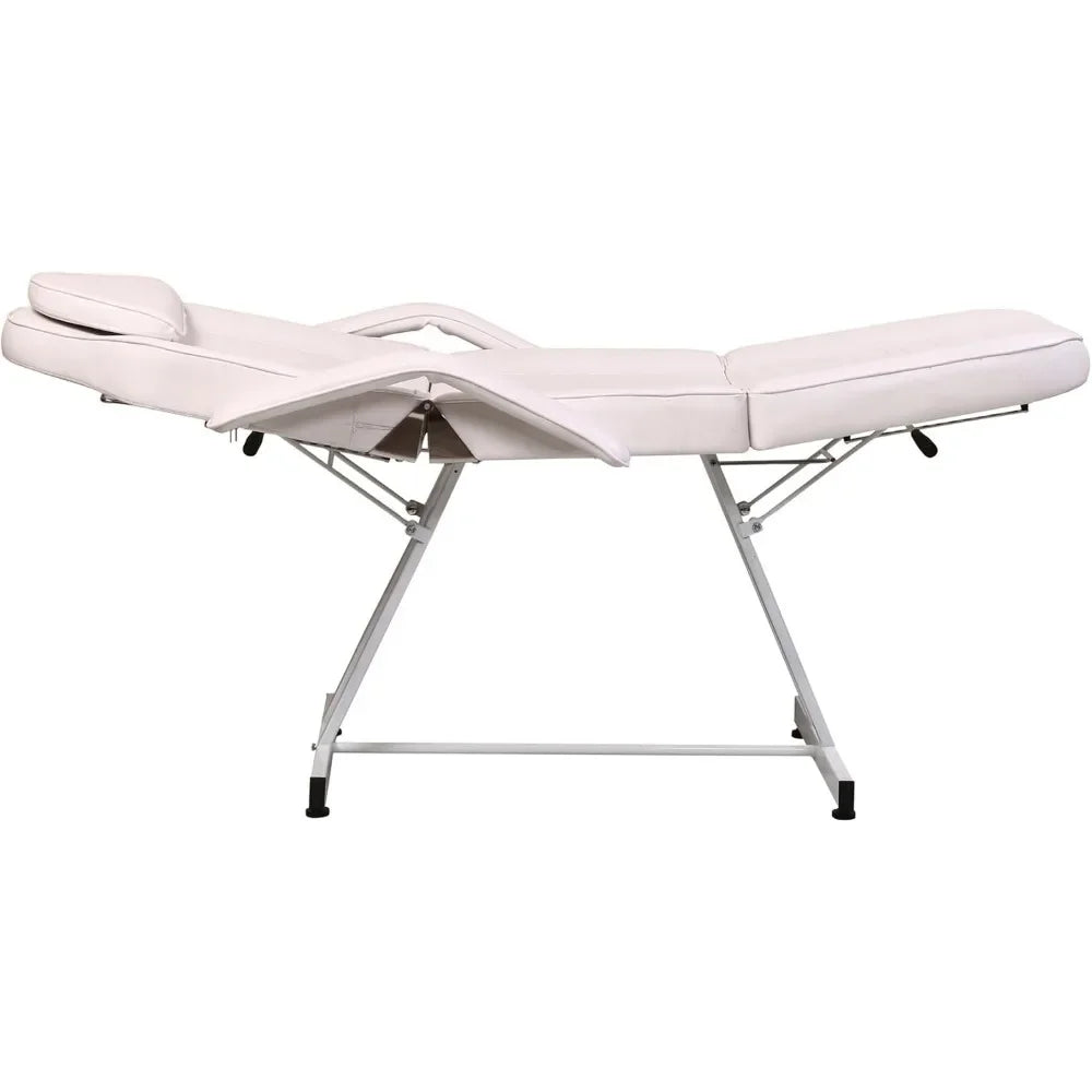 White Adjustable Salon Barber Massage Beauty Bed with Hydraulic Stool Facial Acupuncture Chair