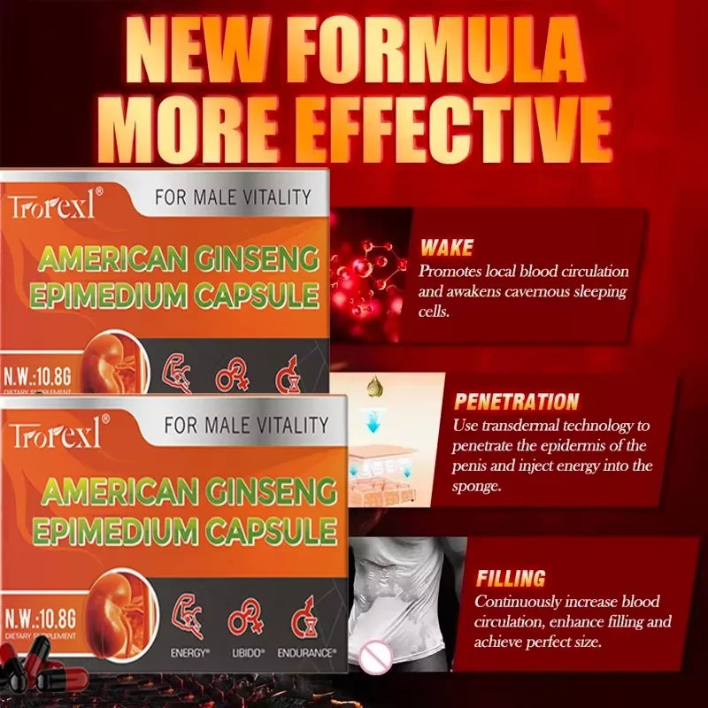 Powerful High Purity Epimedium Supplements Natural Organic Manhood Erection Pill Improve Performance and Increase Size