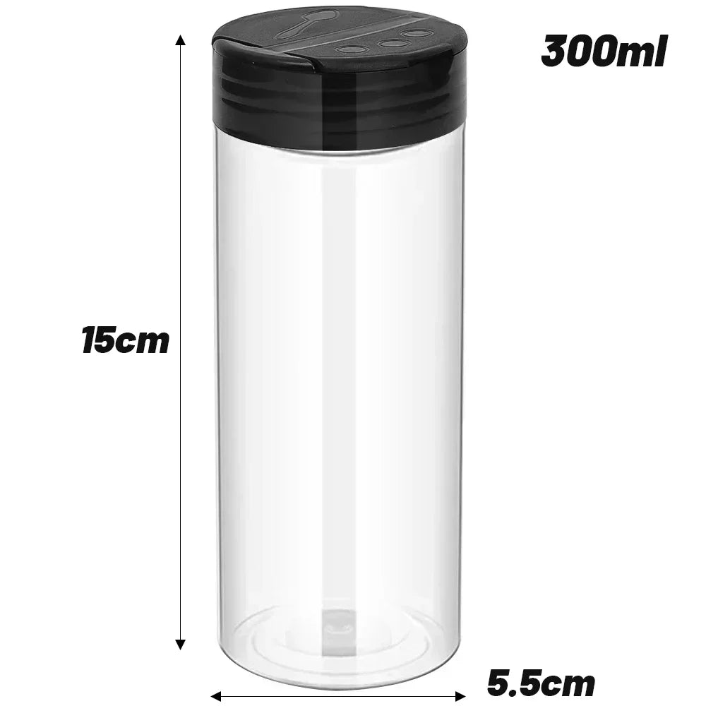 1/12x Plastic Spice Jars with Shaker Lids Transparent Safety Plastic Bottles for Home Kitchen Storing Spices Seasoning Powders