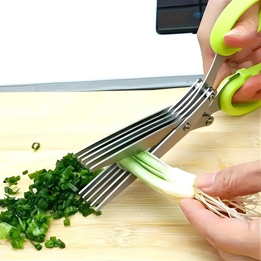Forged Stainless Steel Ambidextrous Kitchen Scissors 5 Layered Ultra Sharp Versatile Onion Herb Shredder Durable Easy Clean