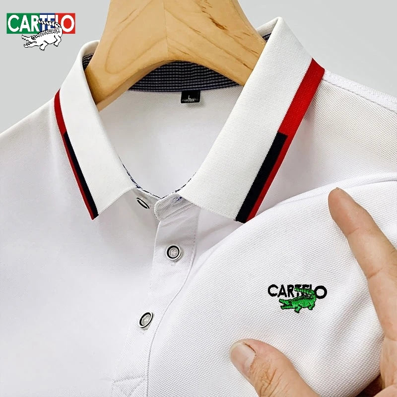 Summer men's high-quality fashionable embroidered logo short sleeved polo shirt, new fashionable, casual, breathable, cool top