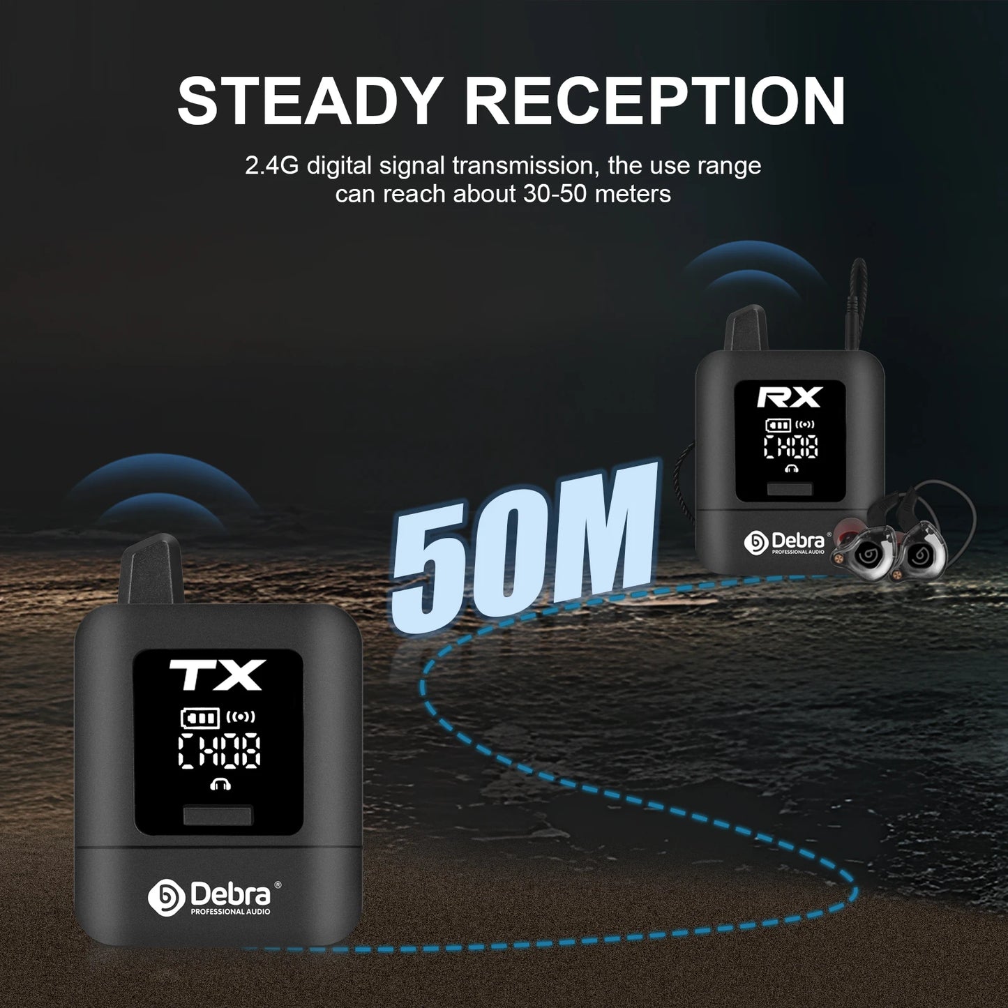 ST-mini Stereo UHF IEM Wireless In-Ear Monitor System Rechargeable for Audio Monitoring Recording Outdoor Performances