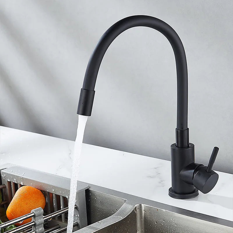 Stainless steel Kitchen Sink Faucet Universal Flexible Pipe Hot Cold Kitchen Mixer Tap Deck Mounted Bathroom Kitchen Tap