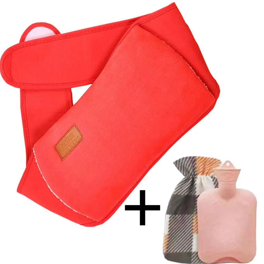 Warm Water Bottle Set Sealed Portable Keep Warm Thickened Plush Hot Water Bottle Belt Warm Water Bottle Belt for Office