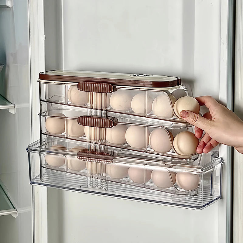 1PCS Home Refrigerator Egg Organizer Sliding Egg Carton Automatic Egg Roller Organizer Kitchen Countertop Egg Shelf