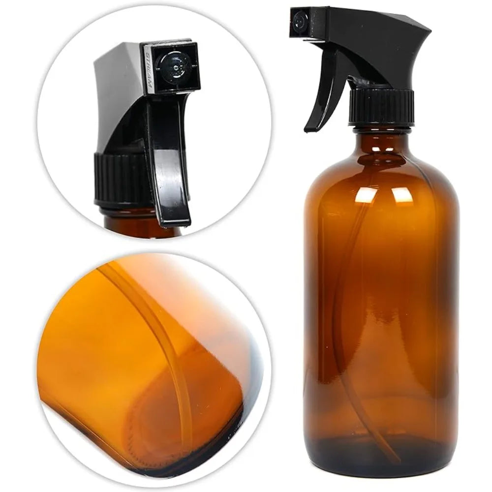 250/500ml Refillable Empty Brown Glass Spray Bottles Container with Triggers Caps for Cleaning Solutions Essential Oils Lotions