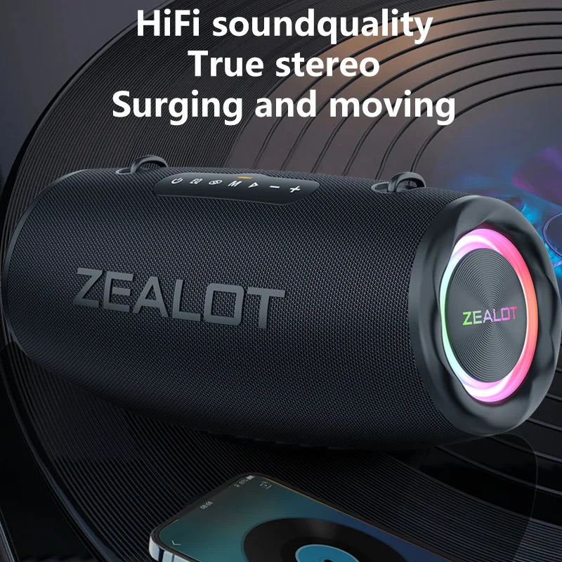 ZEALOT S87 Outdoor Portable Wireless Bluetooth Speaker 80W High Volume Subwoofer Sound Performace IPX6 Waterproof camping.