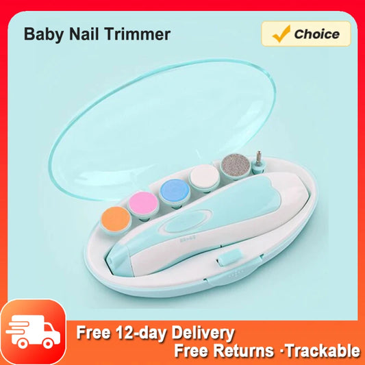 6-in-1 Baby Nail Trimmer with LED Light Electric Nail Trimmer Kit for Infants Toddlers Kids w/ 6pcs Sander Heads Safe Low Noise