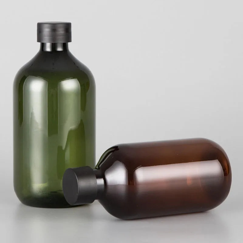 300-500ml Green Brown Shampoo Refillable Bottles Container Plastic Liquid Shampoo Shower Gel Bottles Home Bath Supply