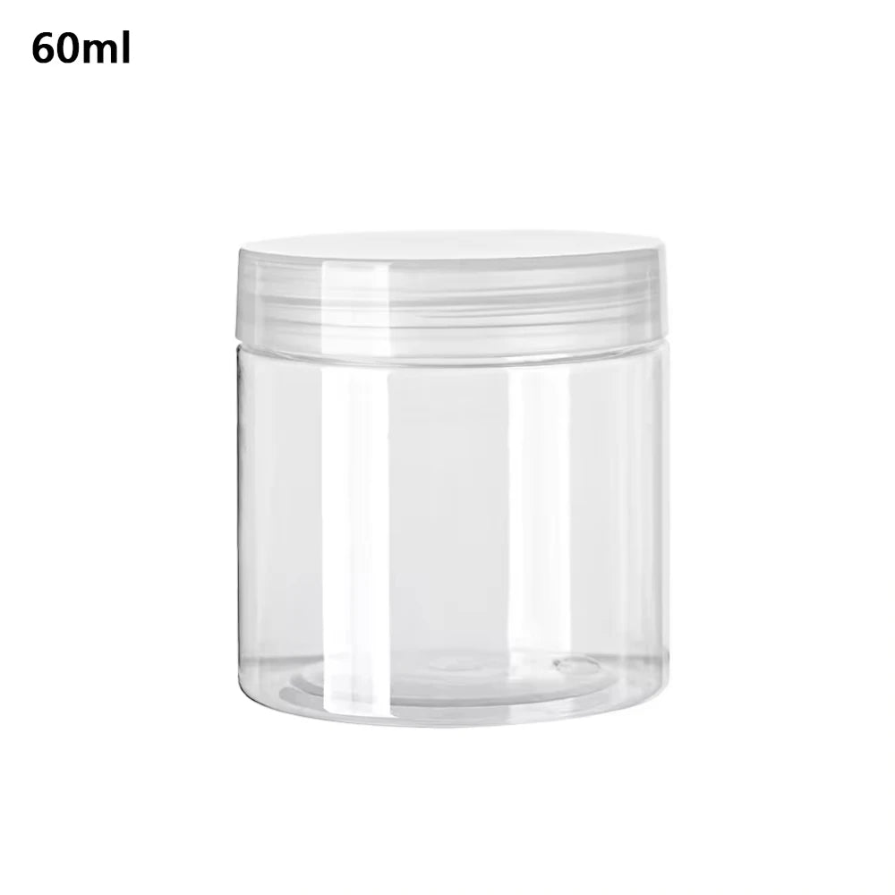 1pcs 30-250ml Storage Jars Empty Cosmetic Jars Makeup Clear lid Plastic Screw-on Refillable Makeup Balm Container Travel Bottle