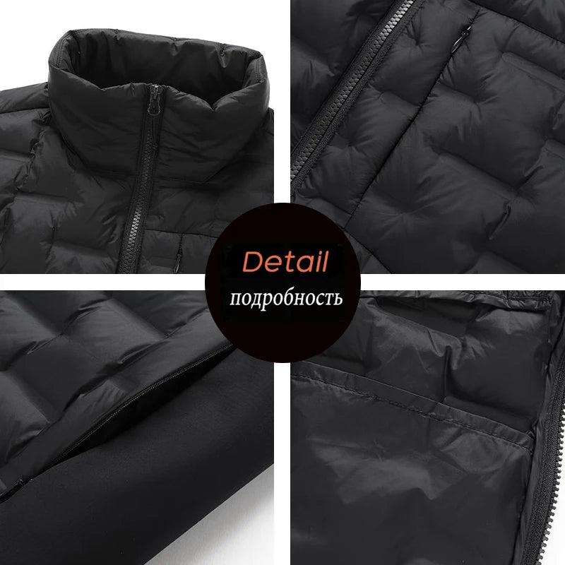 Winter Man White Duck Down Vest Men Waterproof Windproof Casual Sleeveless Vests Man Multi Pocket Warm Ultralight Waistcoat Coat