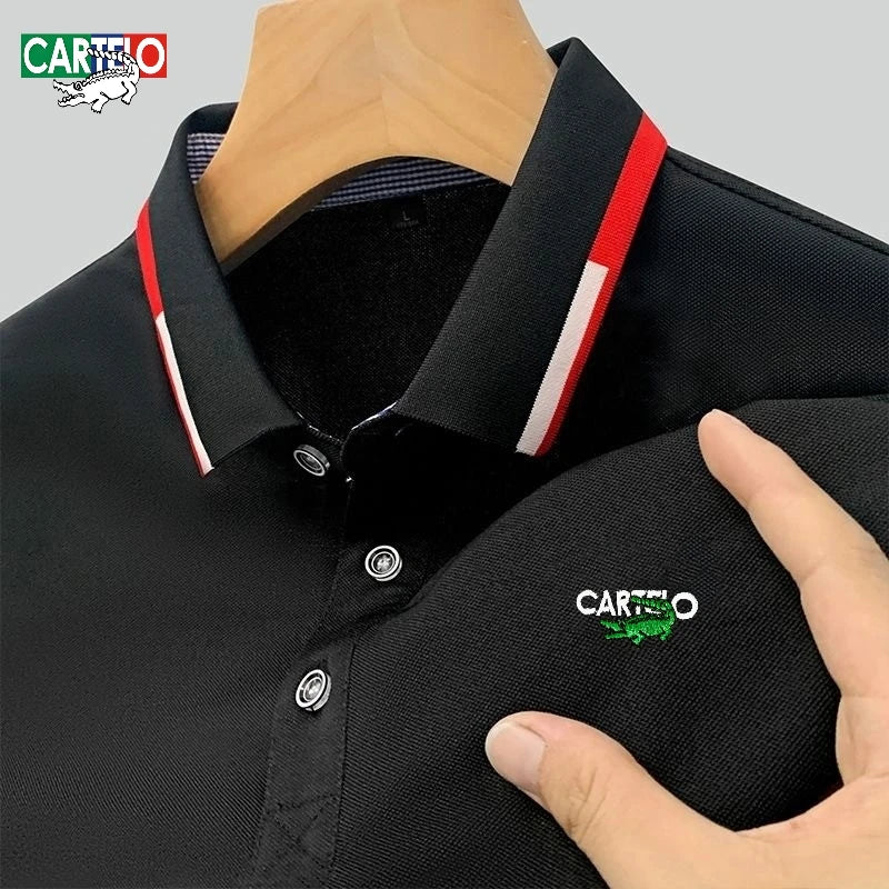 Summer men's high-quality fashionable embroidered logo short sleeved polo shirt, new fashionable, casual, breathable, cool top