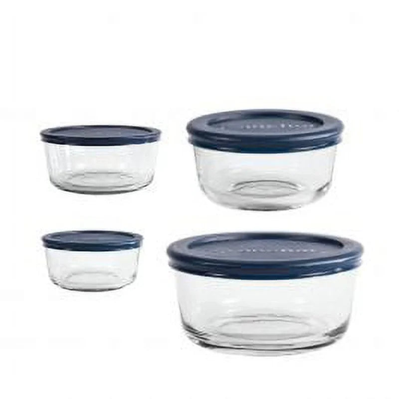 Glass Food Storage Containers 8 Piece Set Stackable Microwave Safe BPA Free with Lids Dishwasher Safe Home Organization