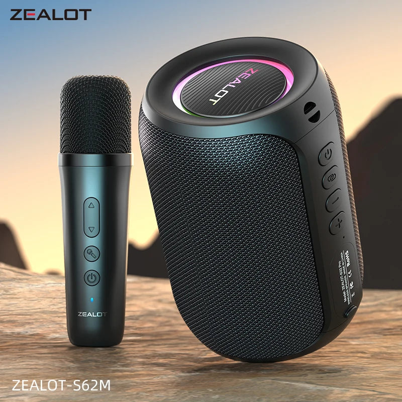 ZEALOT-S62M Karaoke Machine Portable Bluetooth 5.3 Speaker System with 1-2 Wireless Microphones Home Family festival Gifts