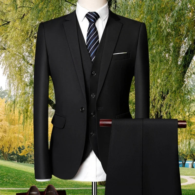 2024-Boutique 6XL (Blazer + Vest + Trousers) Fashion Business Gentleman Elegant Casual Formal Dress Korean Suit Three-piece Suit