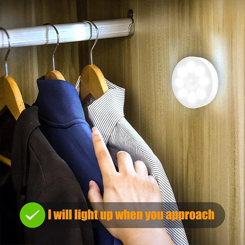 2~6 Pack Motion Sensor LED Night Light USB Rechargeable 3 Color Night Lamp Cabinet Wardrobe Lamp Staircase Wireless Closet Light