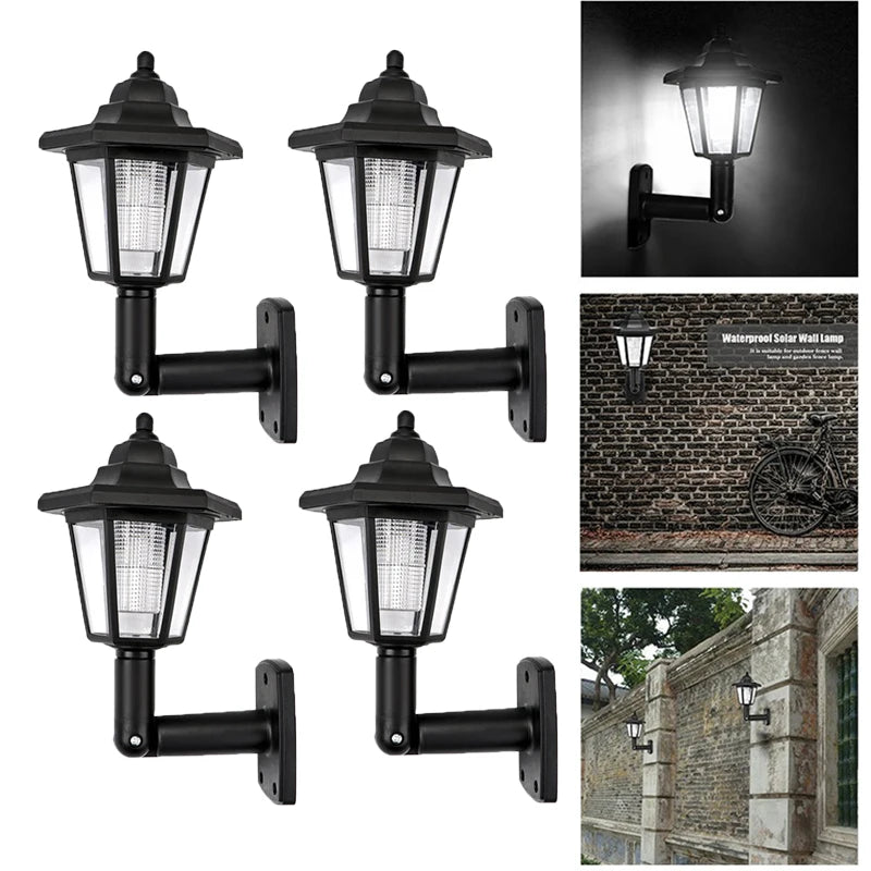 2/4Pcs Solar Wall Light Outdoor Solar Hexagonal Light Waterproof Solar Fence Light Auto On/Off Retro LED Wall Lamp for Garden