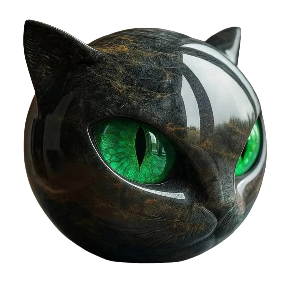 Black Obsidian Crystal Gemstone Cat Cat Head Sculpture Resin Cat Head for Home Decor