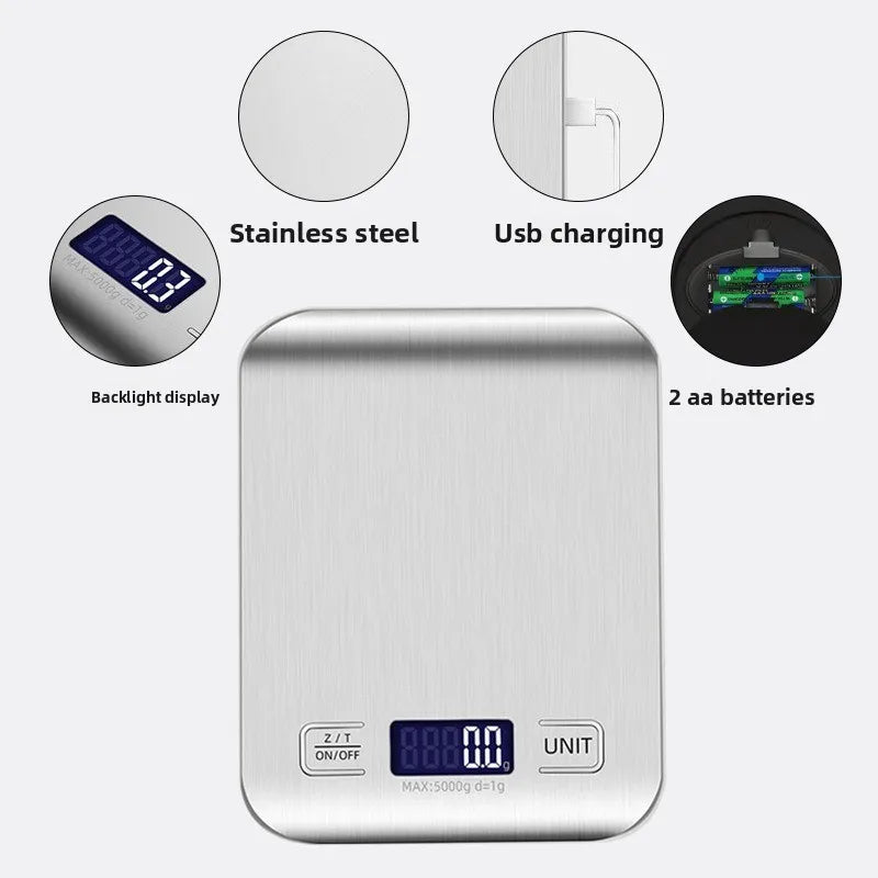 1PC 5\10KG Kitchen Gram Weight Stainless Steel Electronic Household Small Electronic Scale Baking Scale Home Kitchen Tools